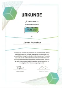 wachstumsstark. Award 2024 verliehen an Zanner Architektur